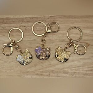 Hello Kitty Face Pave 3D Rhinestone/Enamel Purse Bag Charm Keychain New
